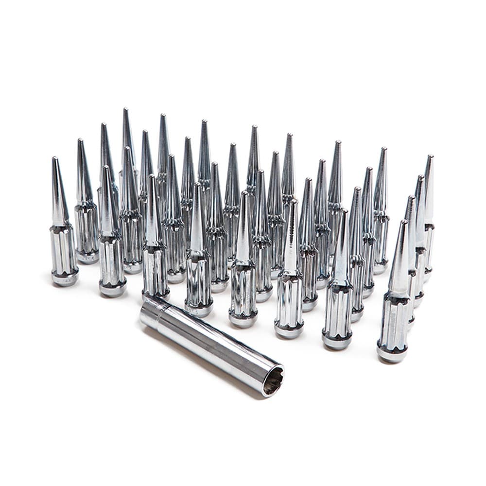 14x1.50 Spikes 32 Spline Nuts + 1 Key/Socket 1/2 Chrome