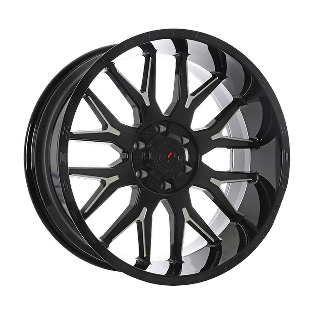 XR101 20×12.0 5x127/5x139.7 ET-44 — Gloss Black - Milled Edge