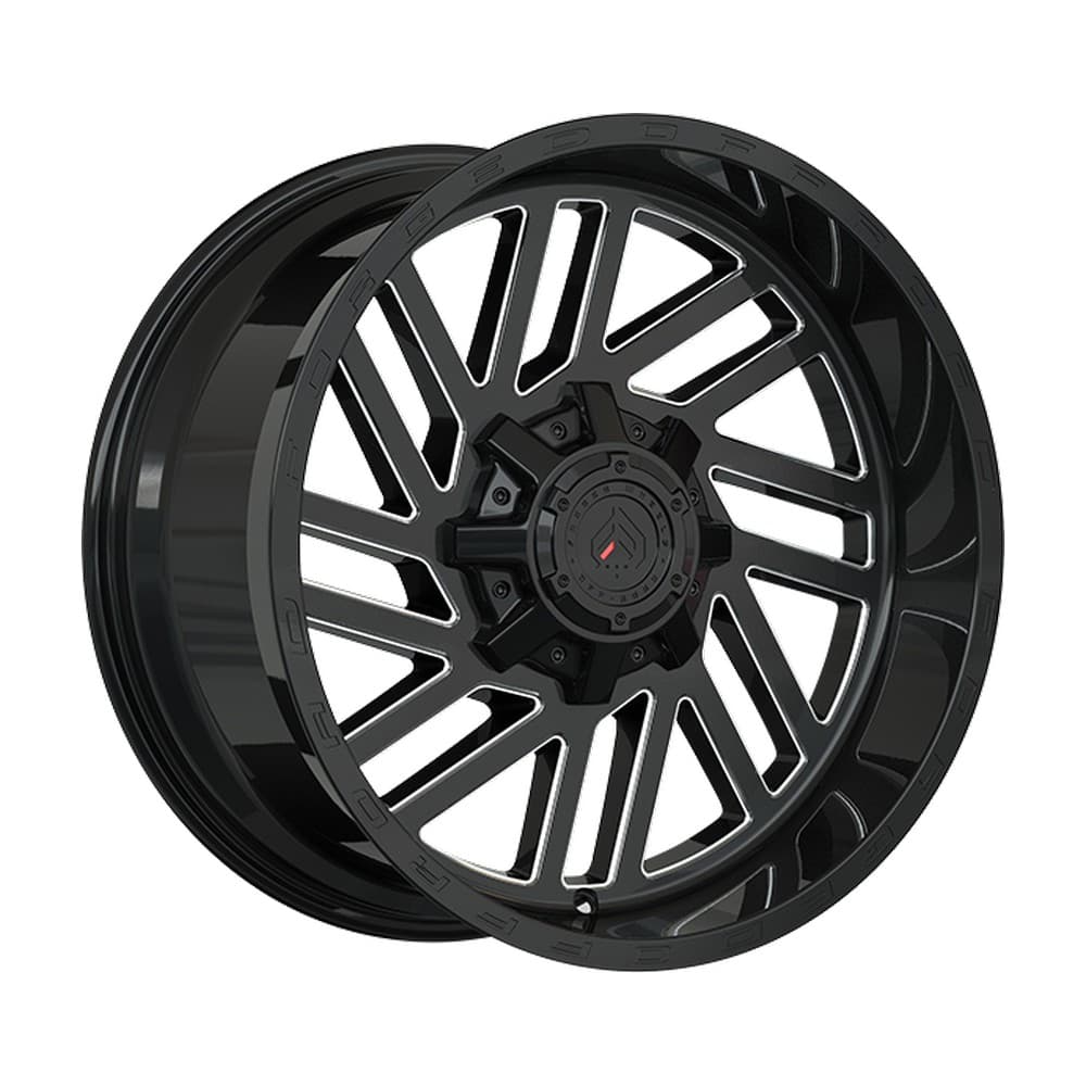 XR107 20×10.0 5x127 ET-12 — Gloss Black - Milled Edge