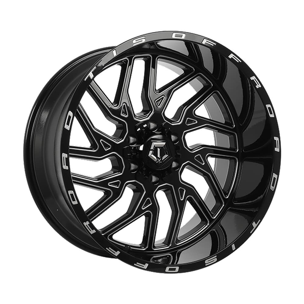544 22×12.0 6x135/6x139.7 ET-44 — Gloss Black - Milled Edge