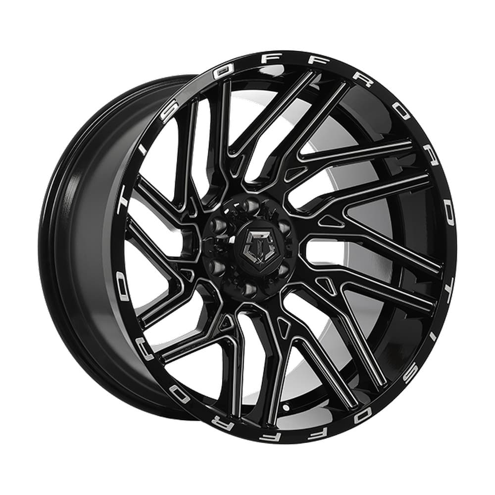 554 22×12.0 6x135/6x139.7 ET-44 — Gloss Black - Milled Edge