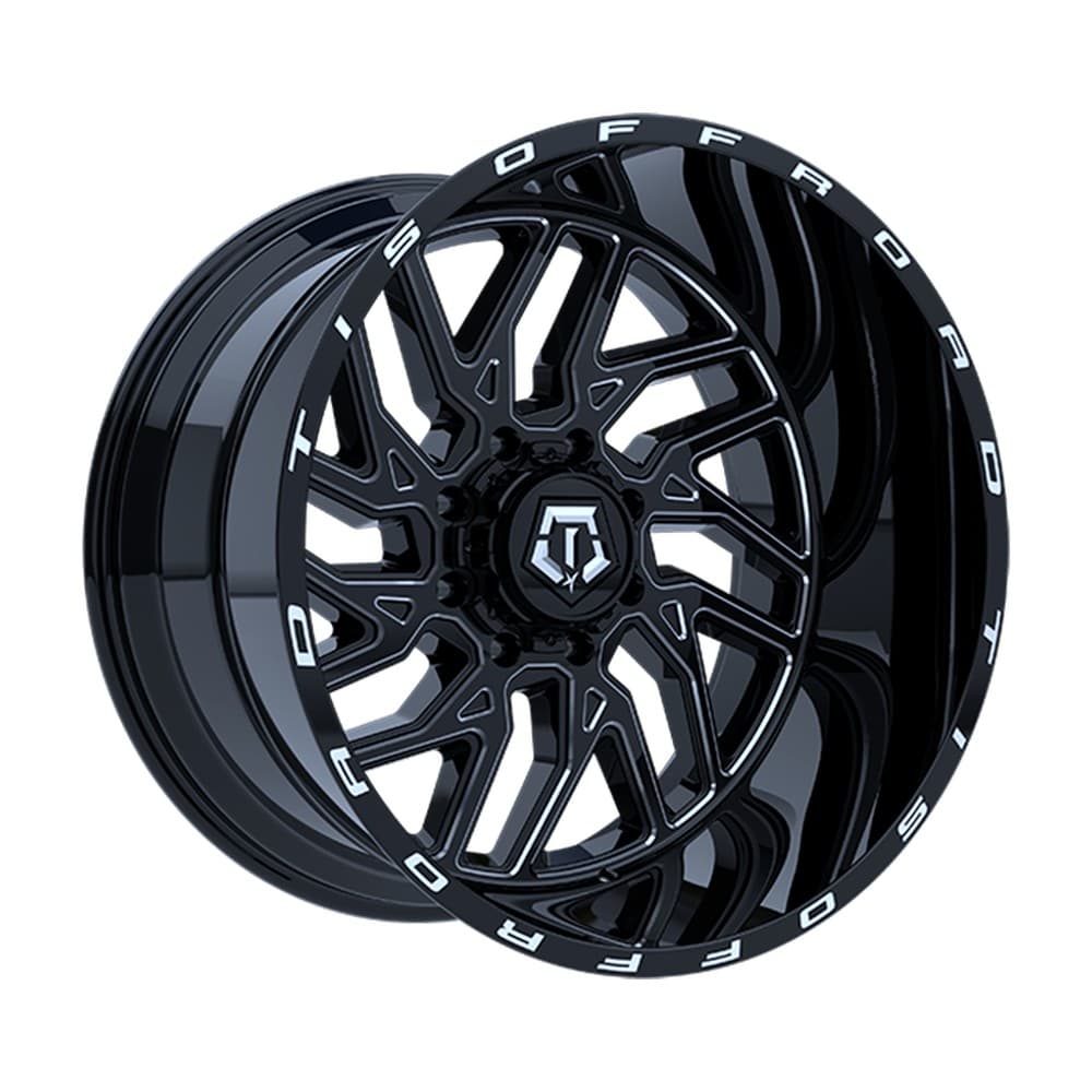 544 22×12.0 5x127/5x139.7 ET-44 — Gloss Black - Milled Edge