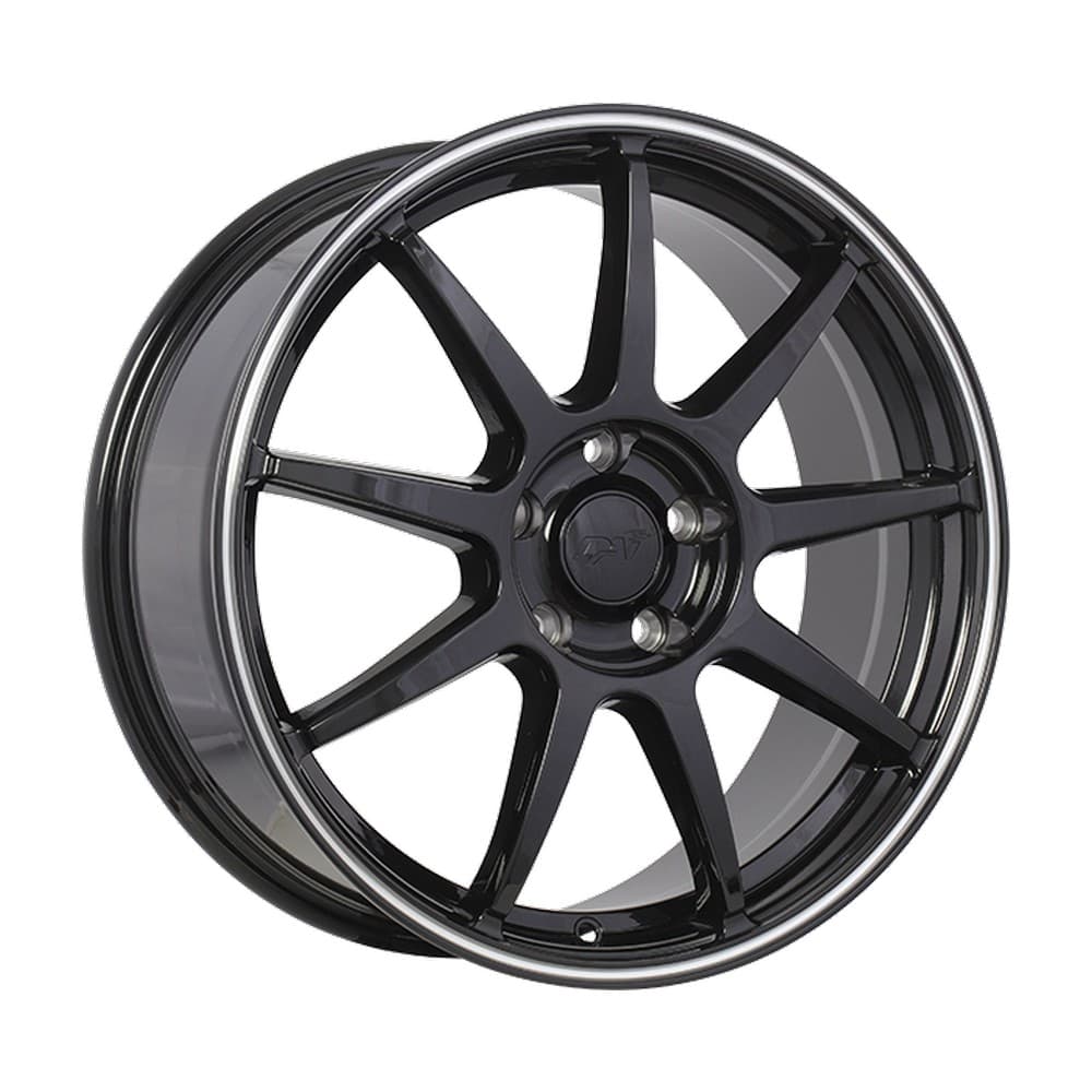 REV 16×6.5 4x100 ET41 — Gloss Black - Machined Lip