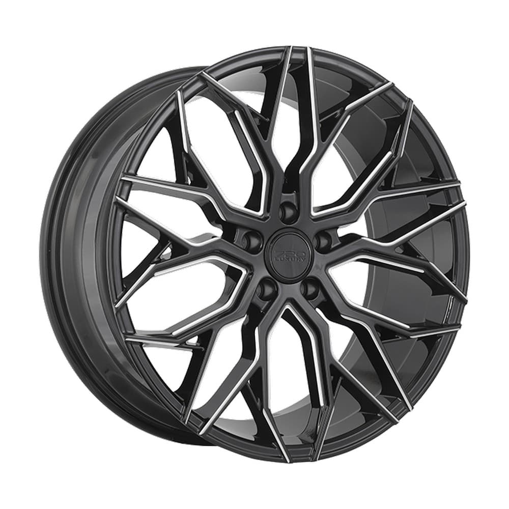 LX6 20×8.5 5x114.3 ET35 — Gloss Black - Milled Edge