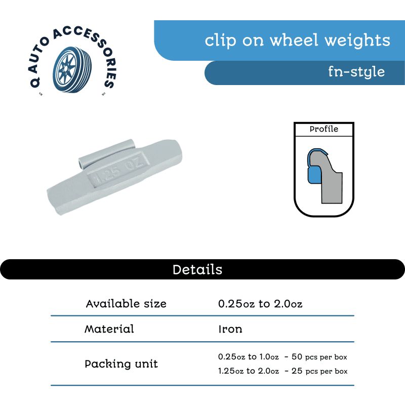 Clip-On Alloy Wheel Weight - 0.50OZ, 50pcs/box GRAY COATED